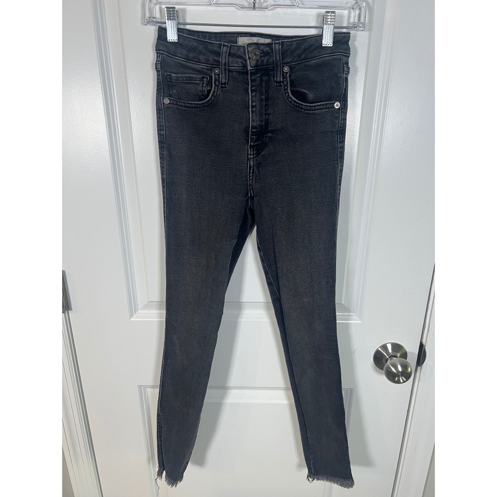 We The Free Womens Skinny Jeans Raw Hem Faded Black 26